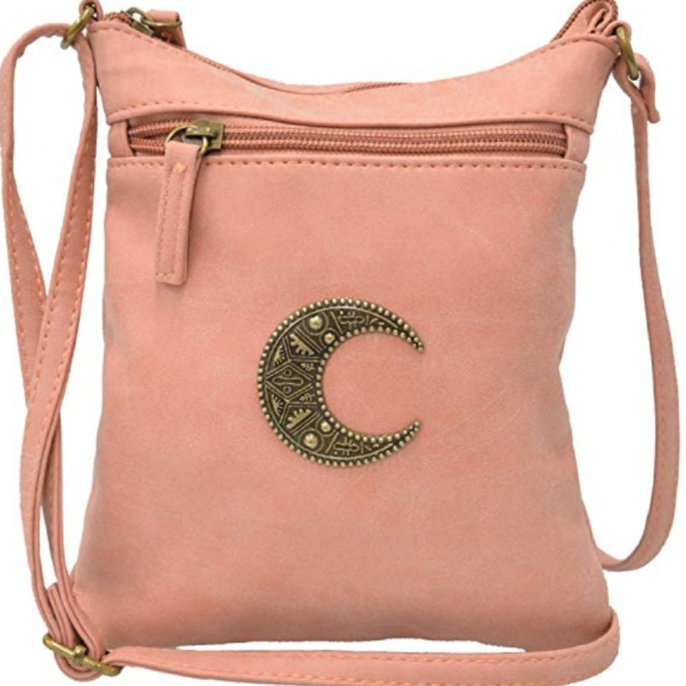 Tribal Aztec moon crossbody bag bubble gum pink